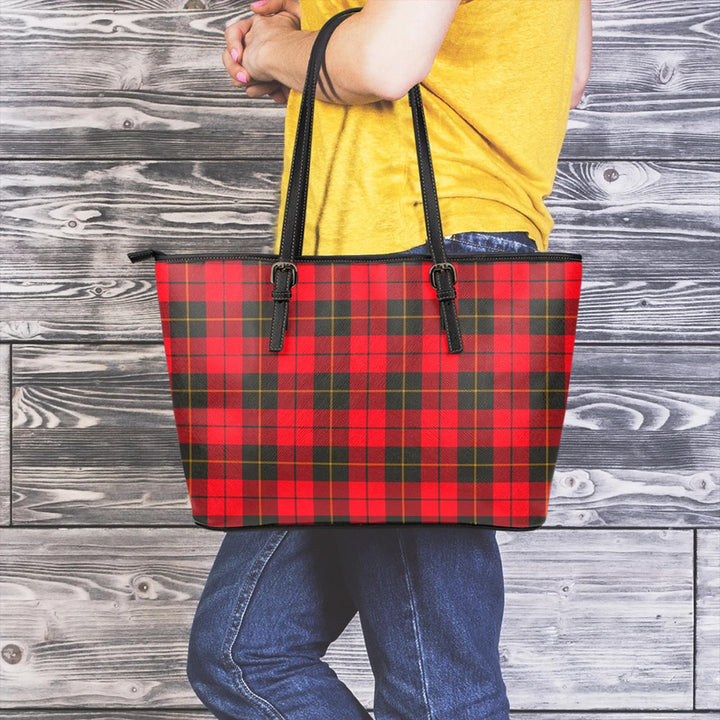 Wallace Weathered Tartan Plaid Leather Tote Bag