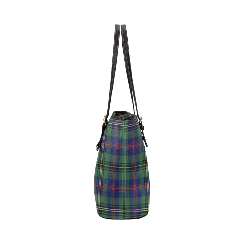 Wood Modern Tartan Crest Leather Tote Bag