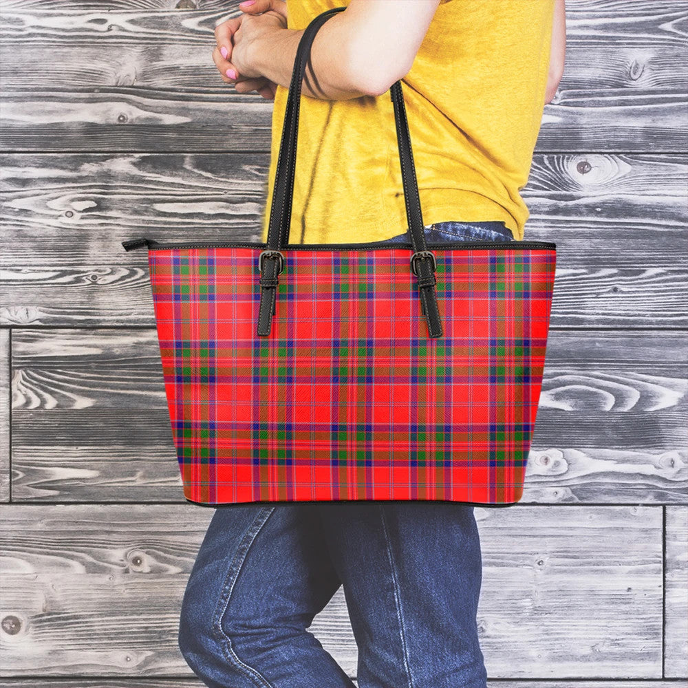 MacGillivray Modern Tartan Plaid Leather Tote Bag