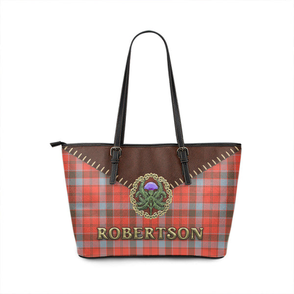 Robertson Weathered Tartan Leather Tote Bag Thistle Noble Style