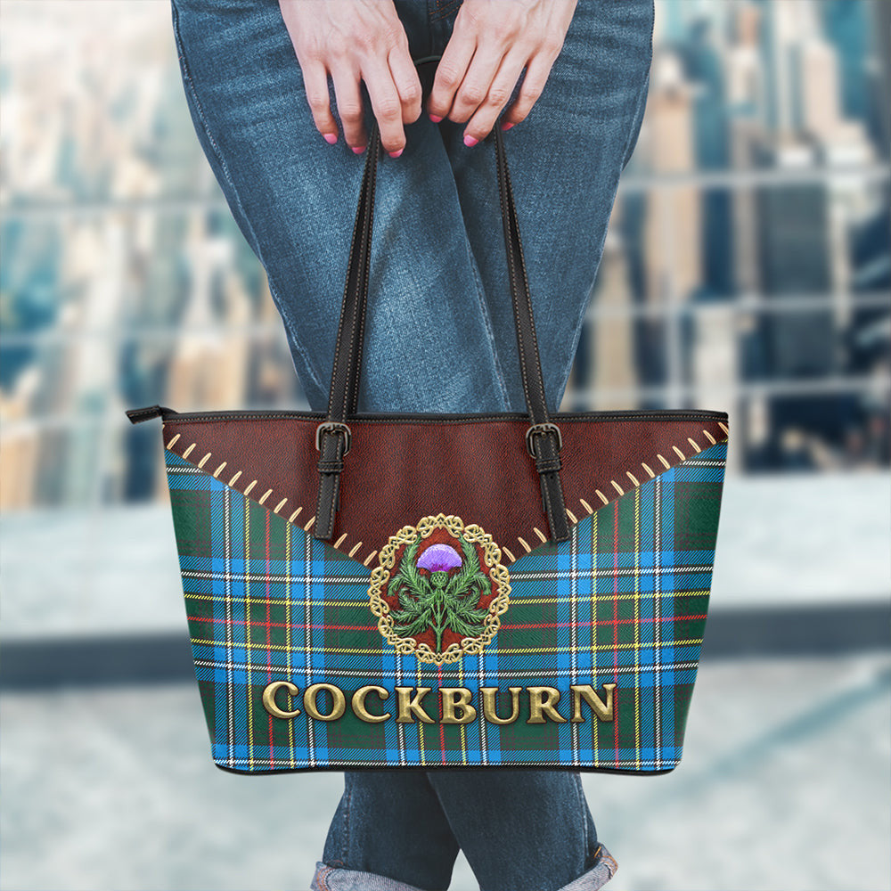 Cockburn Modern Tartan Leather Tote Bag Thistle Noble Style