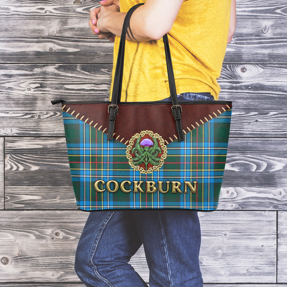 Cockburn Modern Tartan Leather Tote Bag Thistle Noble Style