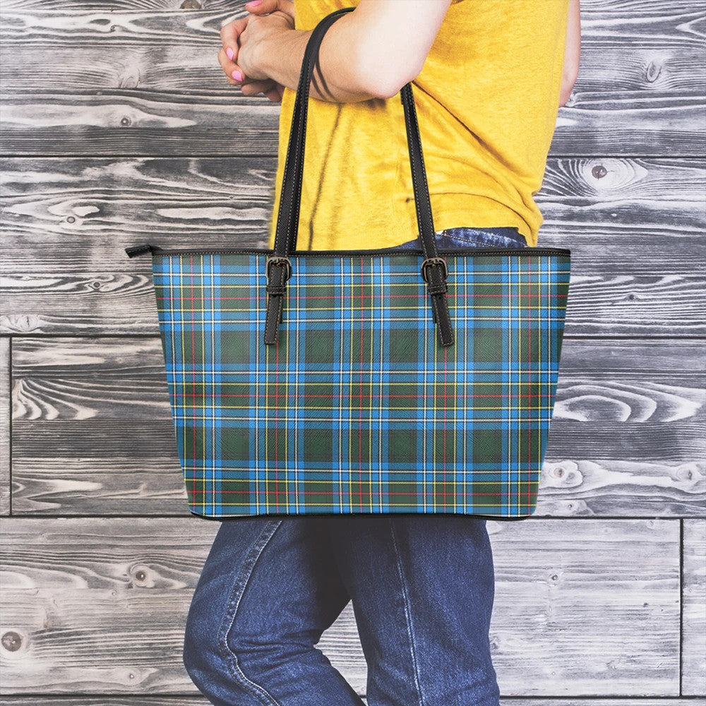 Cockburn Modern Tartan Plaid Leather Tote Bag