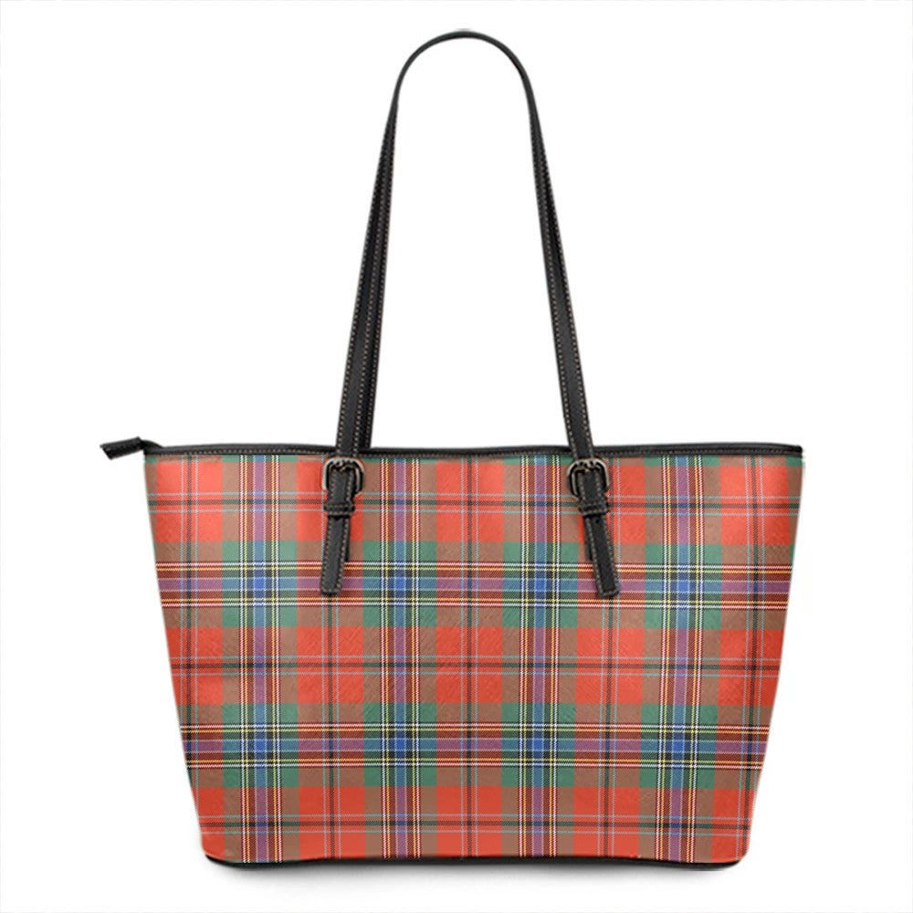 MacLean of Duart Ancient Tartan Plaid Leather Tote Bag