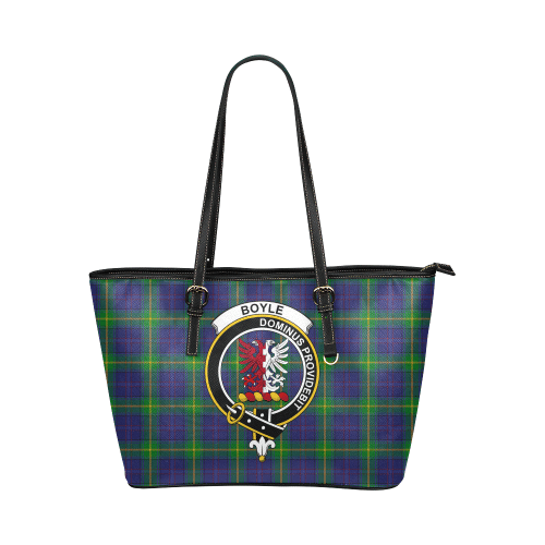 Boyle Tartan Crest Leather Tote Bag