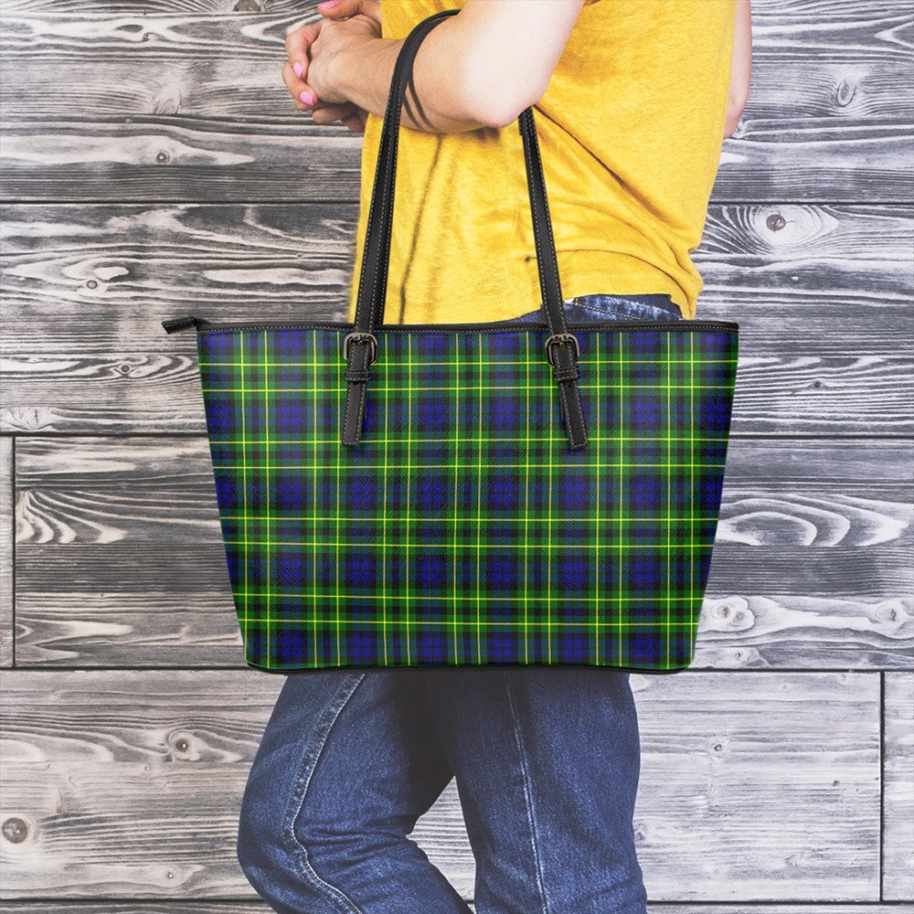 Campbell of Breadalbane Modern Tartan Plaid Leather Tote Bag