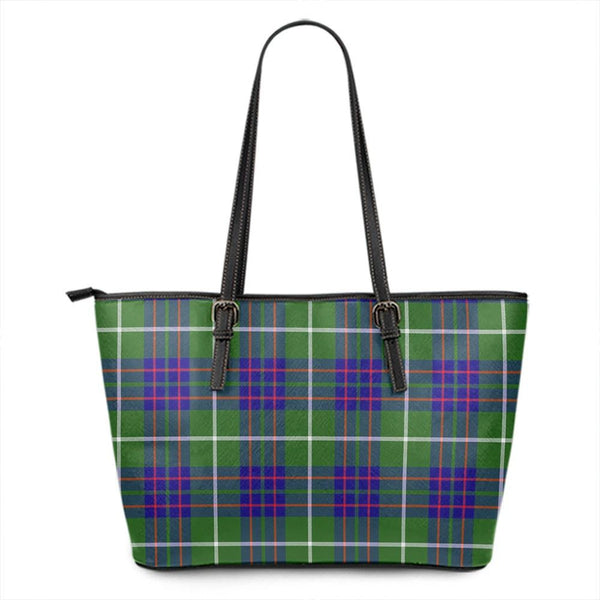 MacIntyre Hunting Modern Tartan Plaid Leather Tote Bag