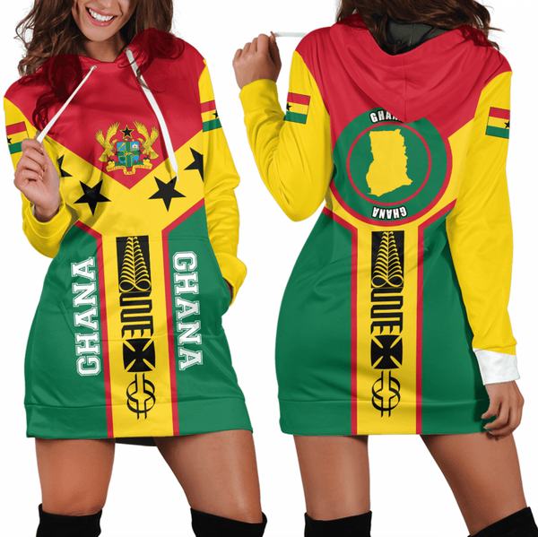 Ghana Rising Symbol Adinkra Tattoo Hoodie Dress