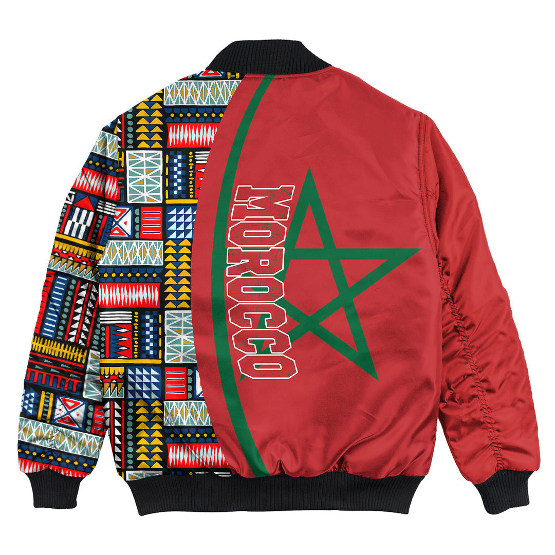 Morocco Flag and Kente Pattern Special Bomber Jacket