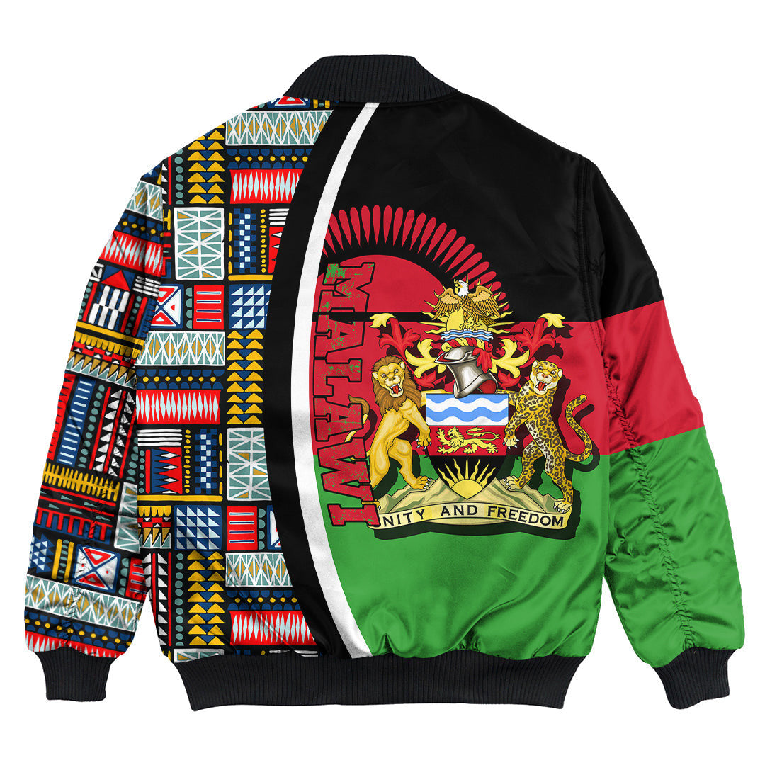 Malawi  Flag and Kente Pattern Special Bomber Jacket