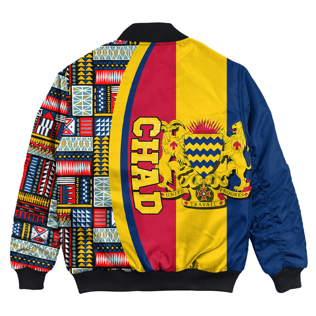 Chad Flag and Kente Pattern Special Bomber Jacket