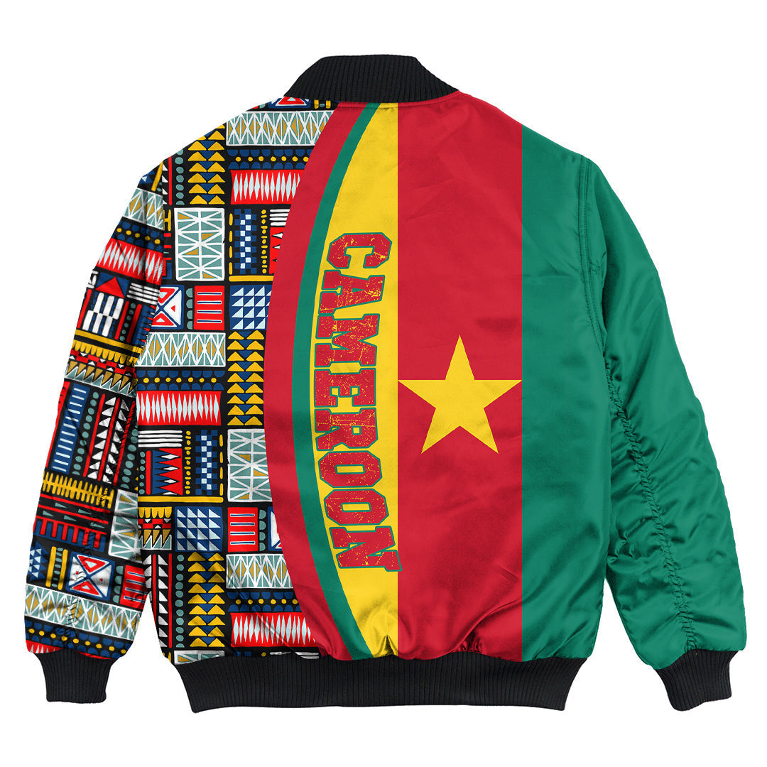 Cameroon Flag and Kente Pattern Special Bomber Jacket