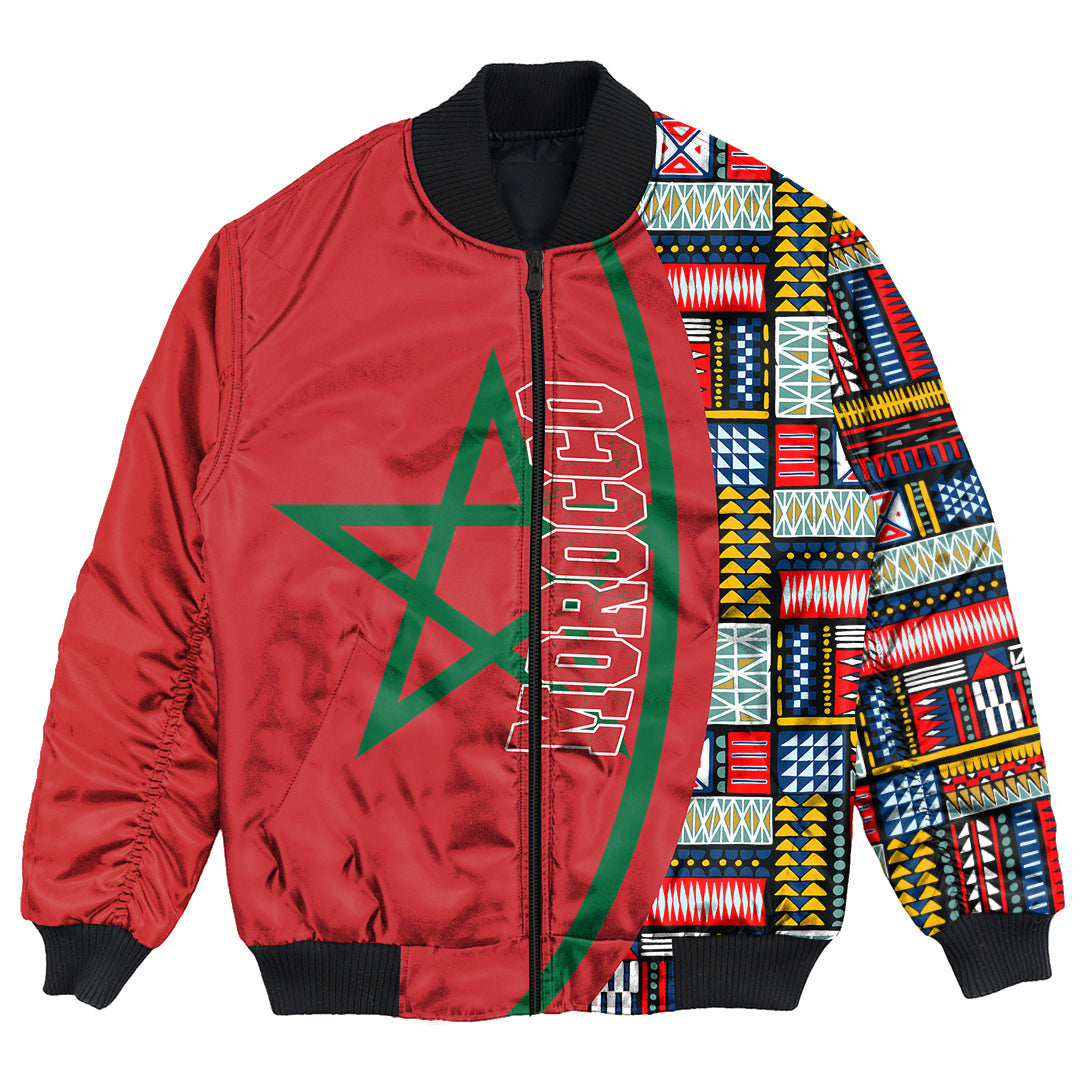 Morocco Flag and Kente Pattern Special Bomber Jacket