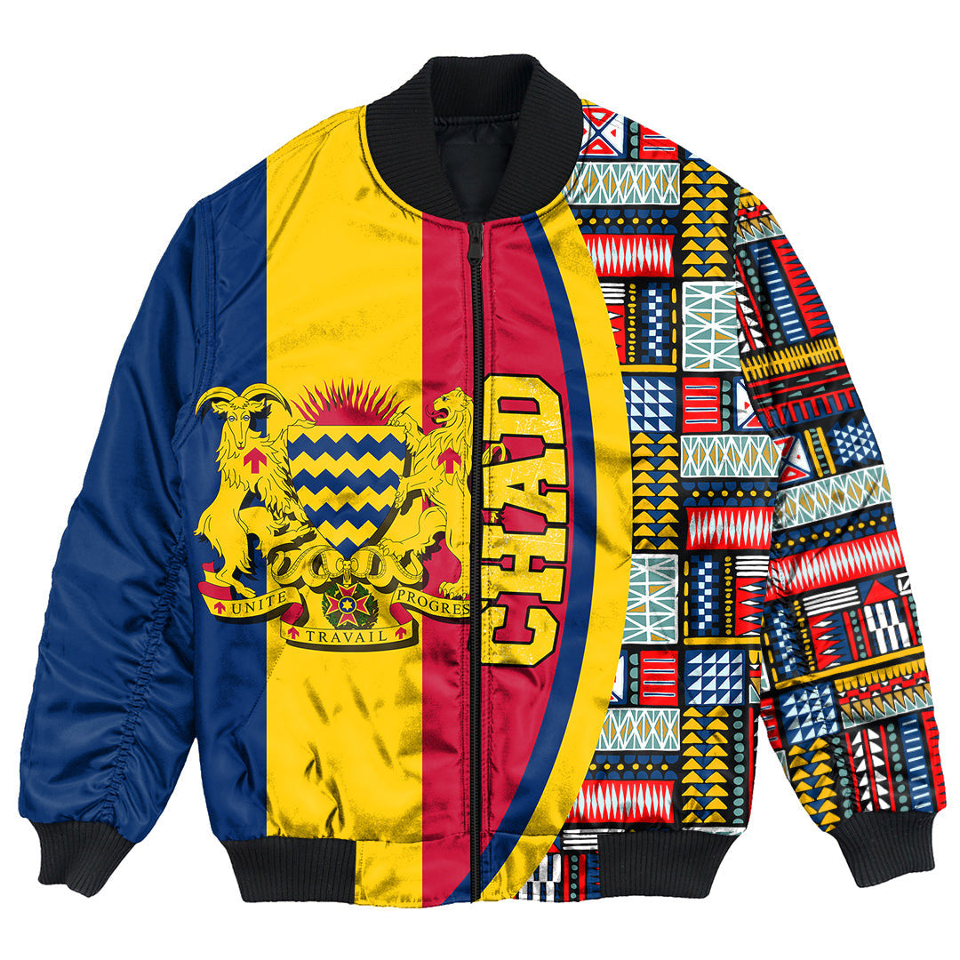 Chad Flag and Kente Pattern Special Bomber Jacket