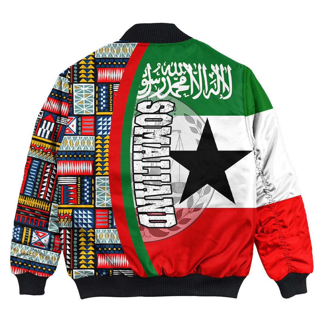 Somaliand Flag and Kente Pattern Special Bomber Jacket