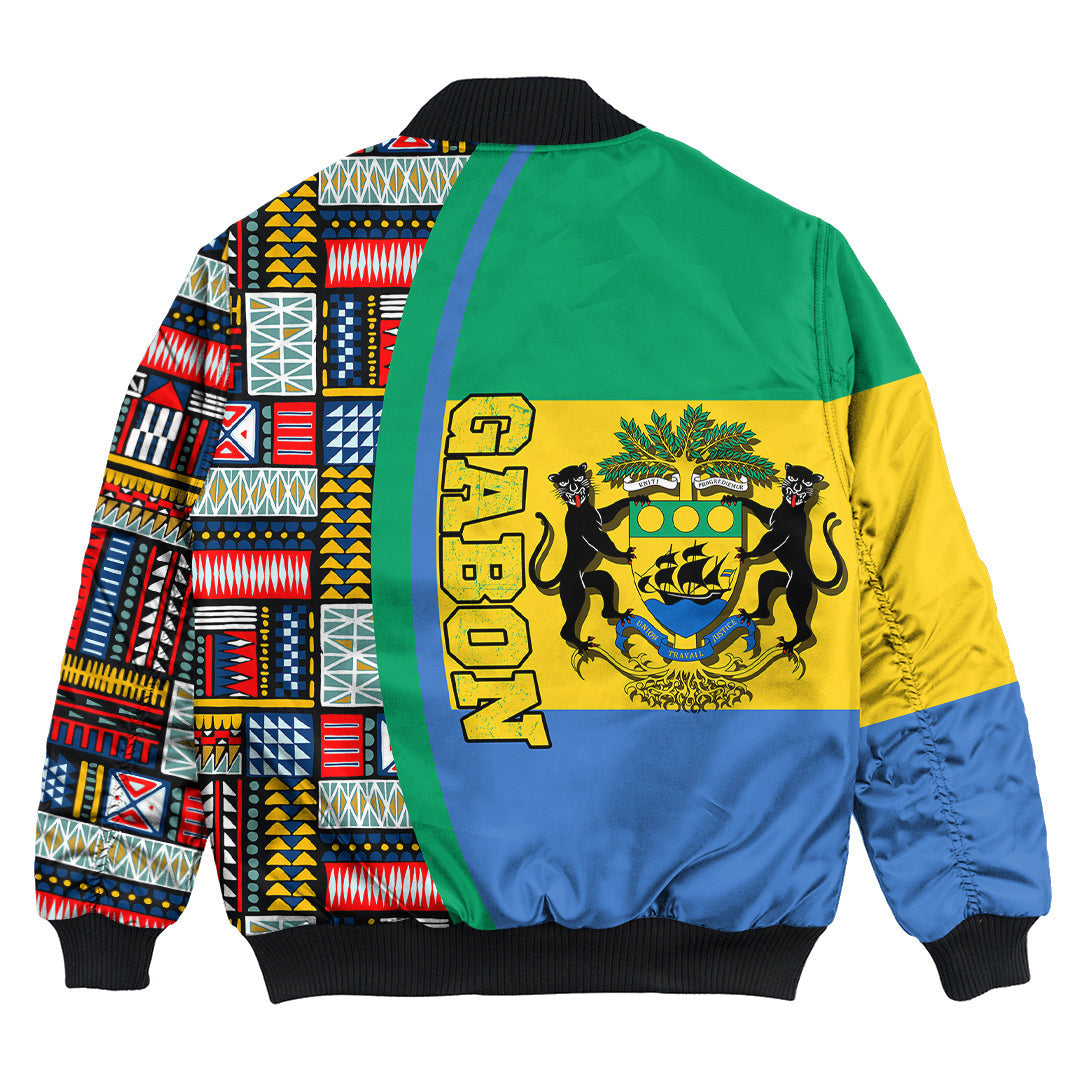 Gabon Flag and Kente Pattern Special Bomber Jacket