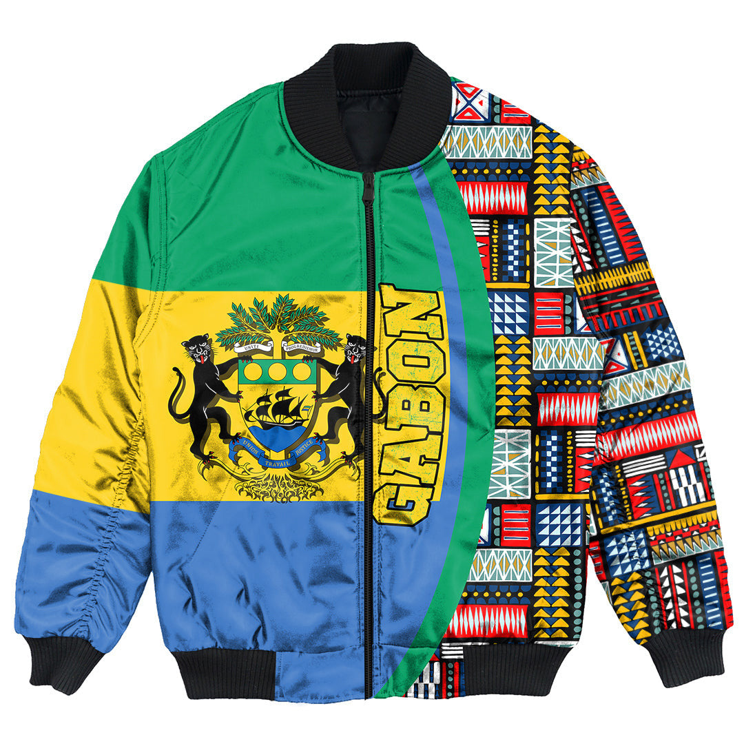 Gabon Flag and Kente Pattern Special Bomber Jacket