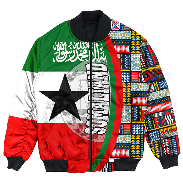 Somaliand Flag and Kente Pattern Special Bomber Jacket