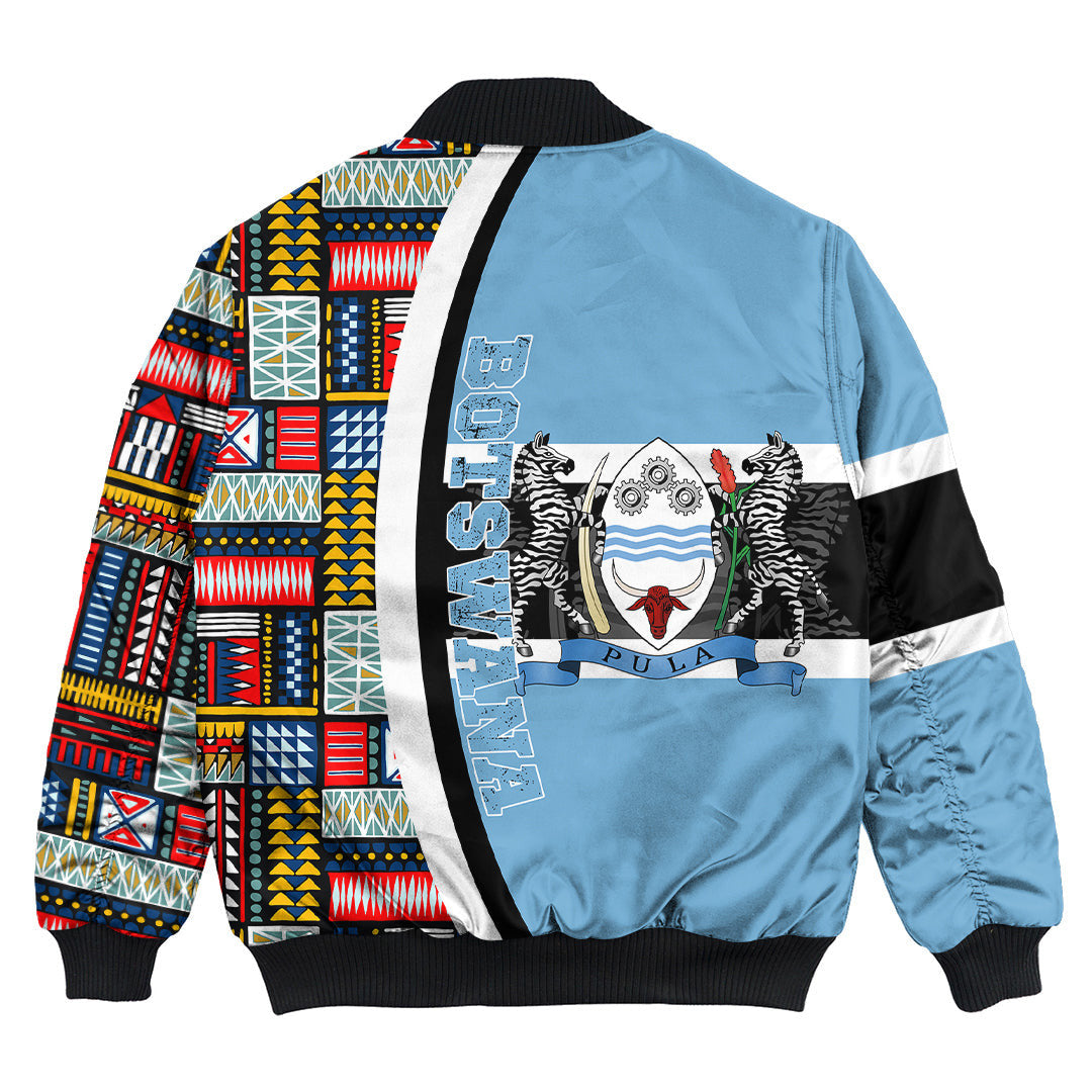 Botswana Flag and Kente Pattern Special Bomber Jacket