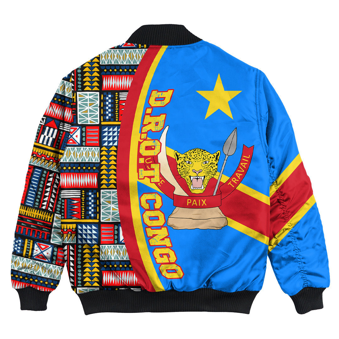 Democratic Republic of the Congo Flag and Kente Pattern Special Bomber Jacket