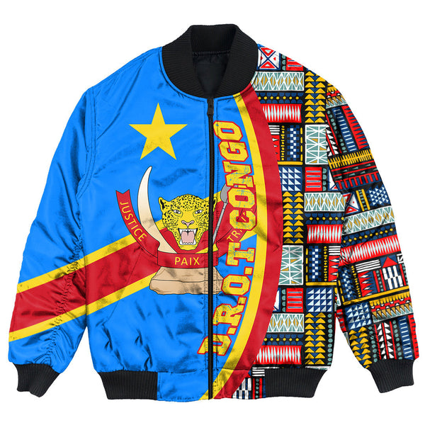 Democratic Republic of the Congo Flag and Kente Pattern Special Bomber Jacket