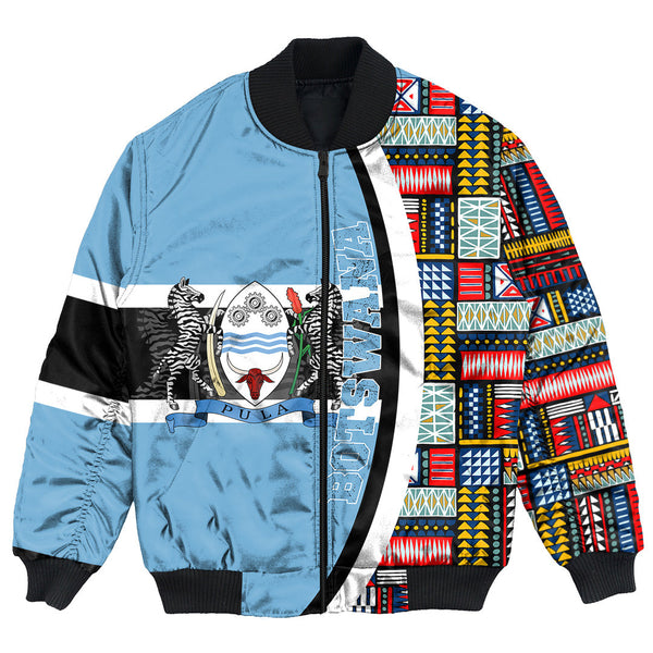 Botswana Flag and Kente Pattern Special Bomber Jacket