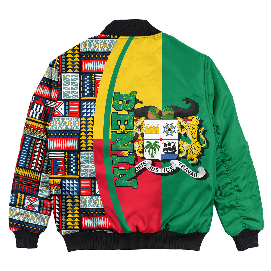 Benin Flag and Kente Pattern Special Bomber Jacket