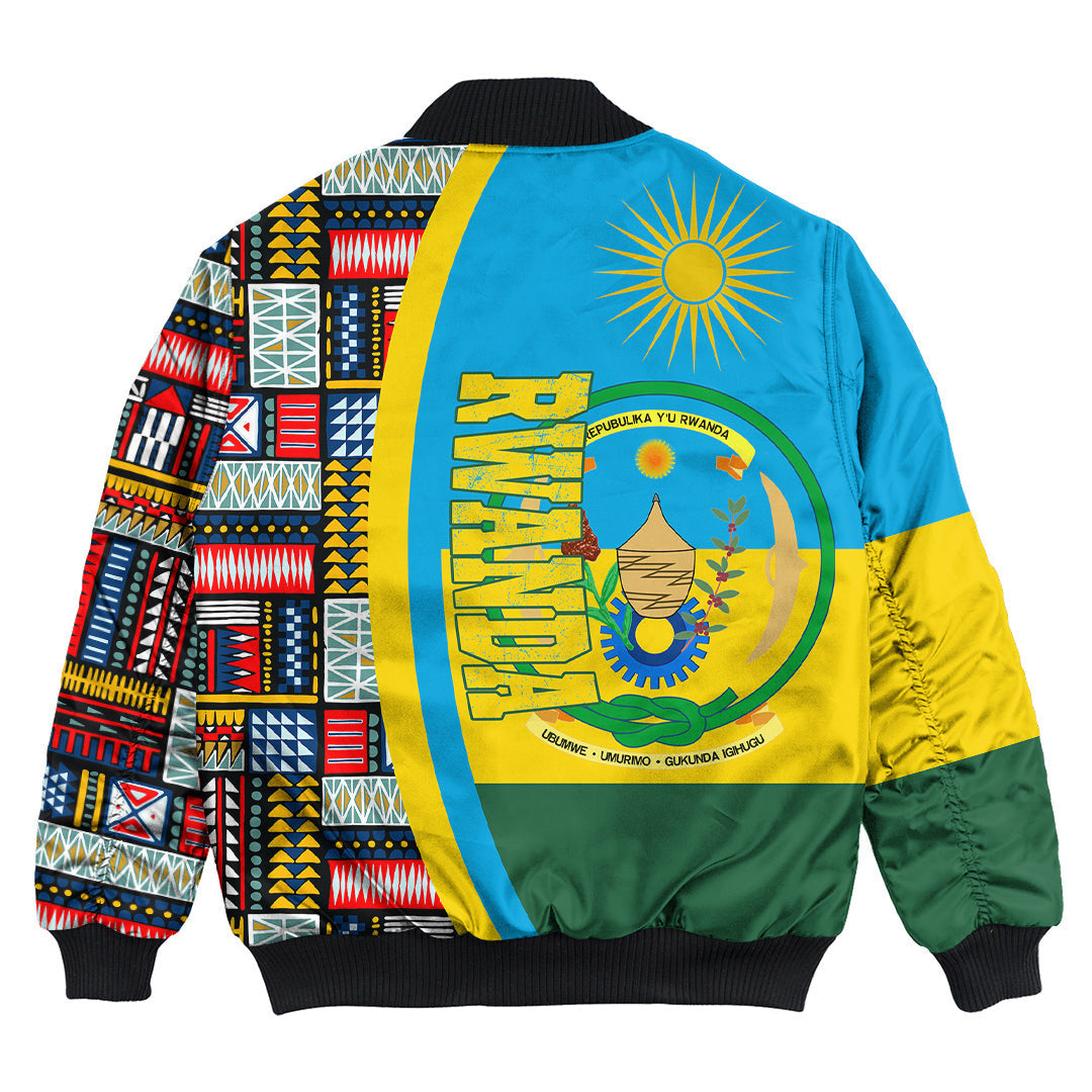 Rwanda Flag and Kente Pattern Special Bomber Jacket