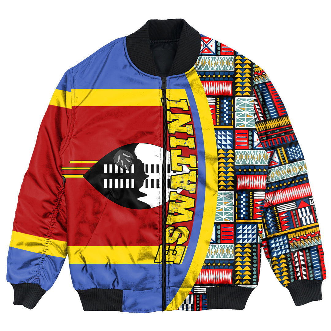 Eswatini Flag and Kente Pattern Special Bomber Jacket