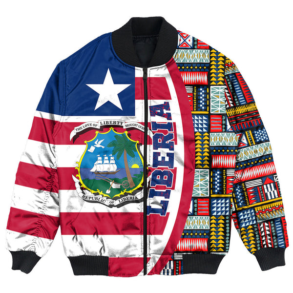 Liberia Flag and Kente Pattern Special Bomber Jacket