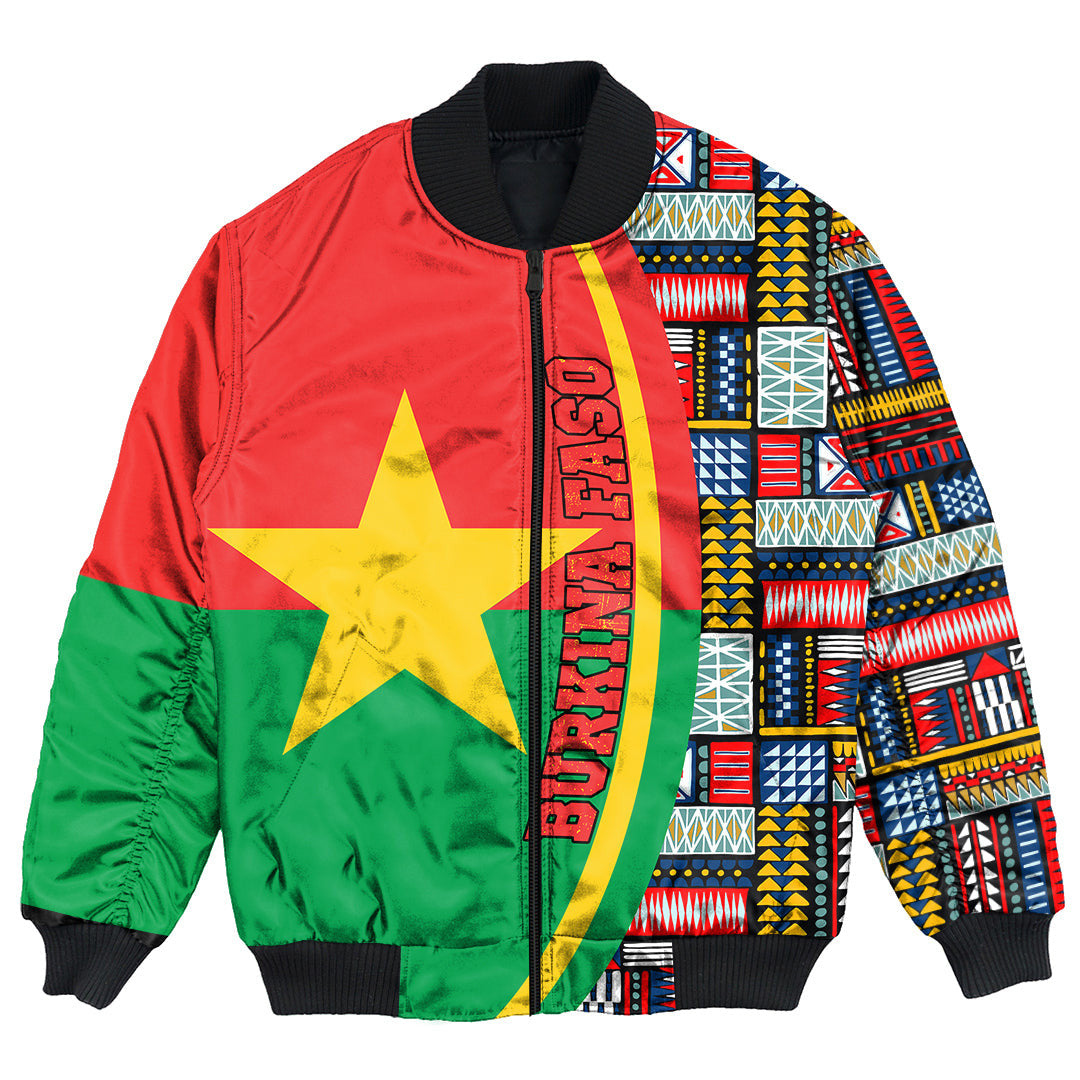 Burkina Faso Flag and Kente Pattern Special Bomber Jacket