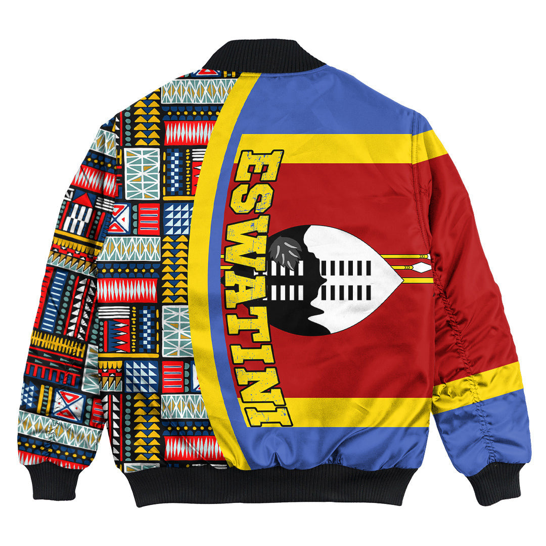 Eswatini Flag and Kente Pattern Special Bomber Jacket