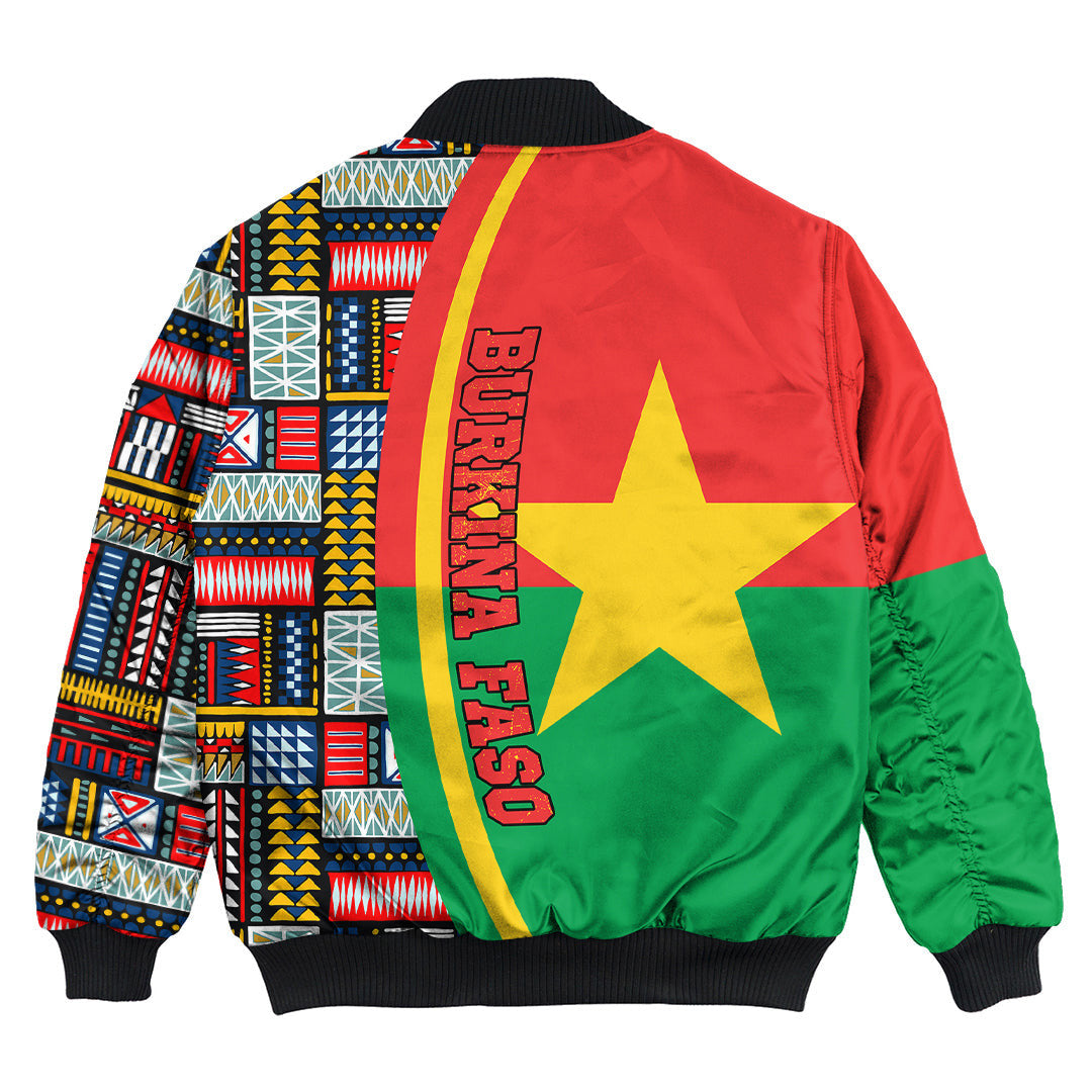 Burkina Faso Flag and Kente Pattern Special Bomber Jacket