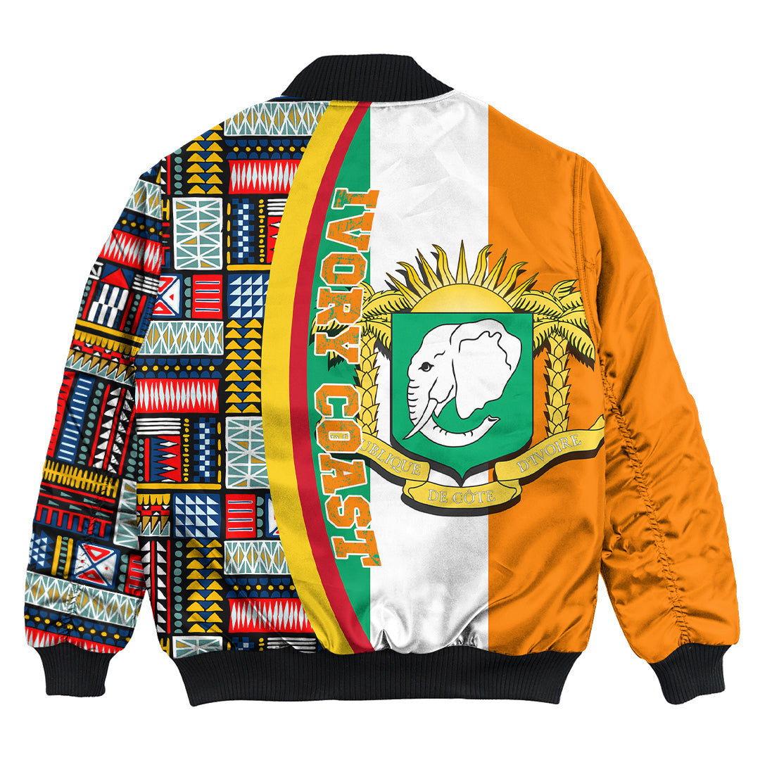 Ivory Coast Flag and Kente Pattern Special Bomber Jacket