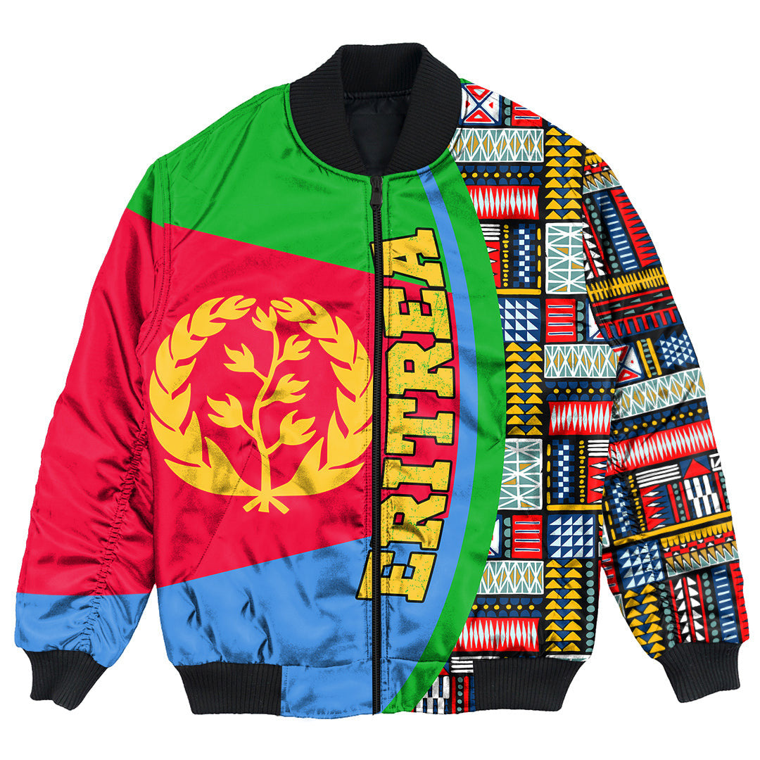 Eritrea Flag and Kente Pattern Special Bomber Jacket