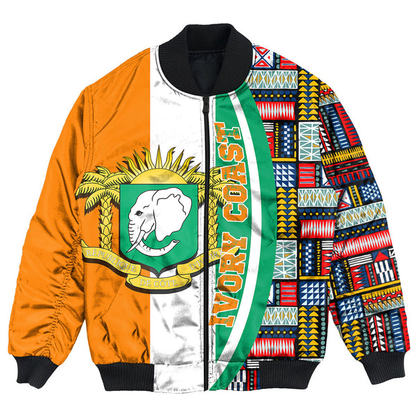 Ivory Coast Flag and Kente Pattern Special Bomber Jacket