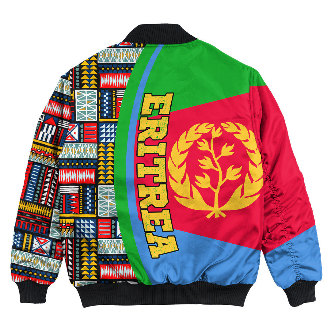 Eritrea Flag and Kente Pattern Special Bomber Jacket