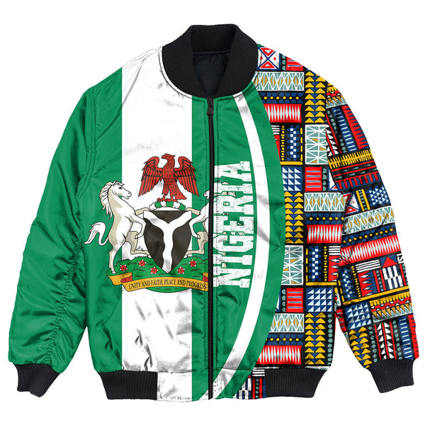 Nigeria Flag and Kente Pattern Special Bomber Jacket