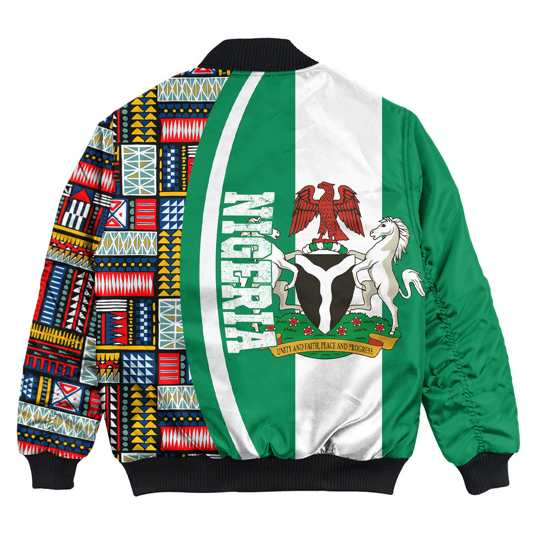 Nigeria Flag and Kente Pattern Special Bomber Jacket