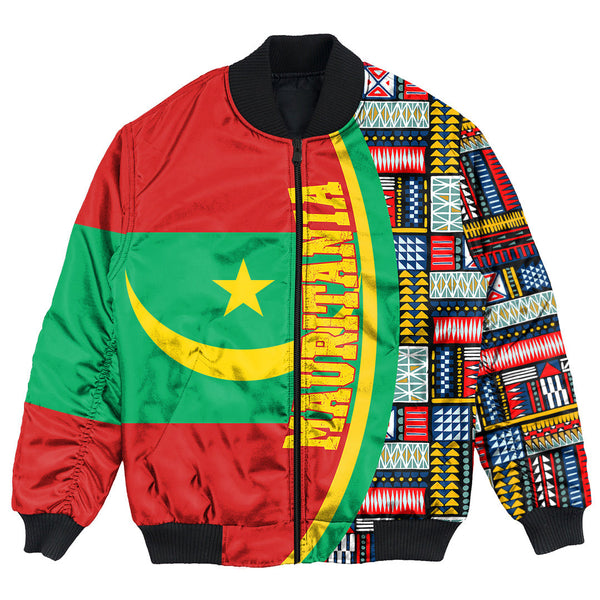 Mauritania Flag and Kente Pattern Special Bomber Jacket