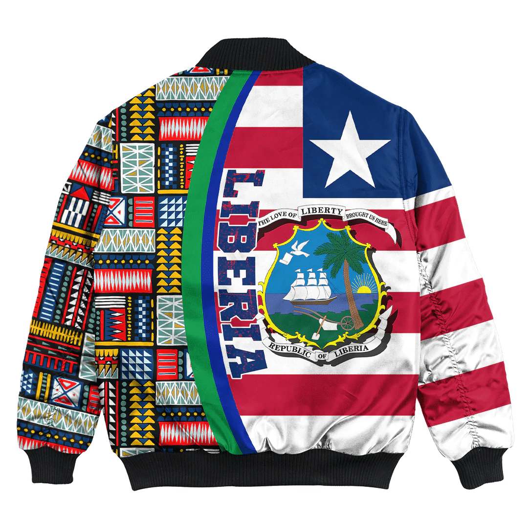 Liberia Flag and Kente Pattern Special Bomber Jacket