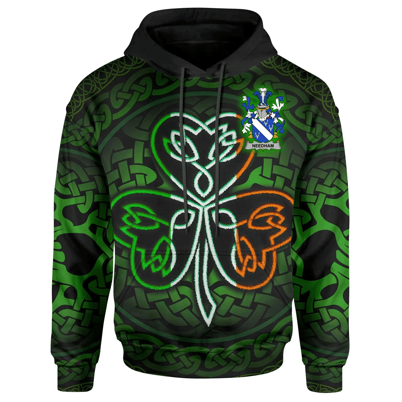 Ireland Hoodie -Needham or O'Nee Irish Celtic Shamrock