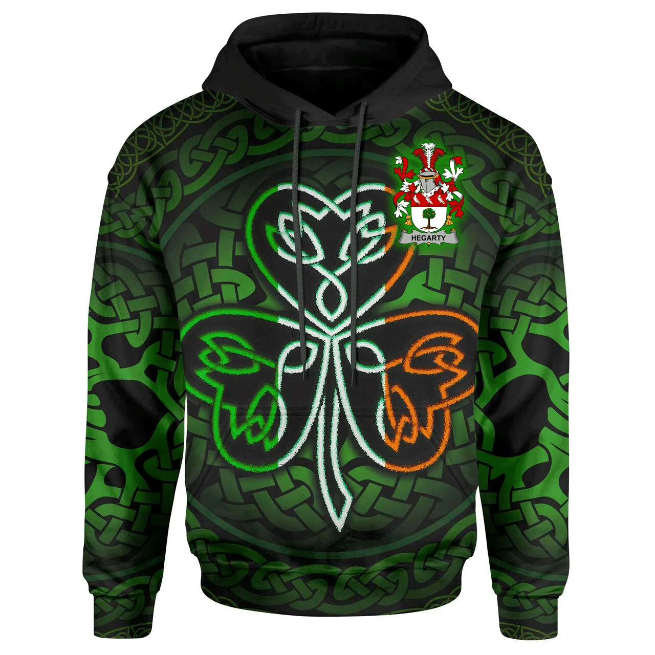 Ireland Hoodie -Hegarty or O'Hagerty Irish Celtic Shamrock