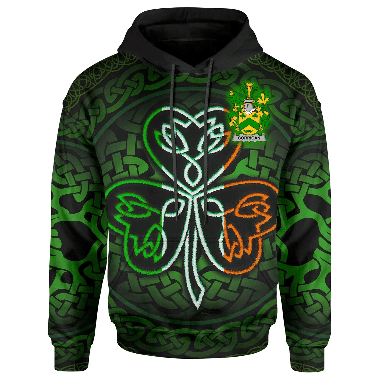 Ireland Hoodie -Corrigan or O'Corrigan Irish Celtic Shamrock