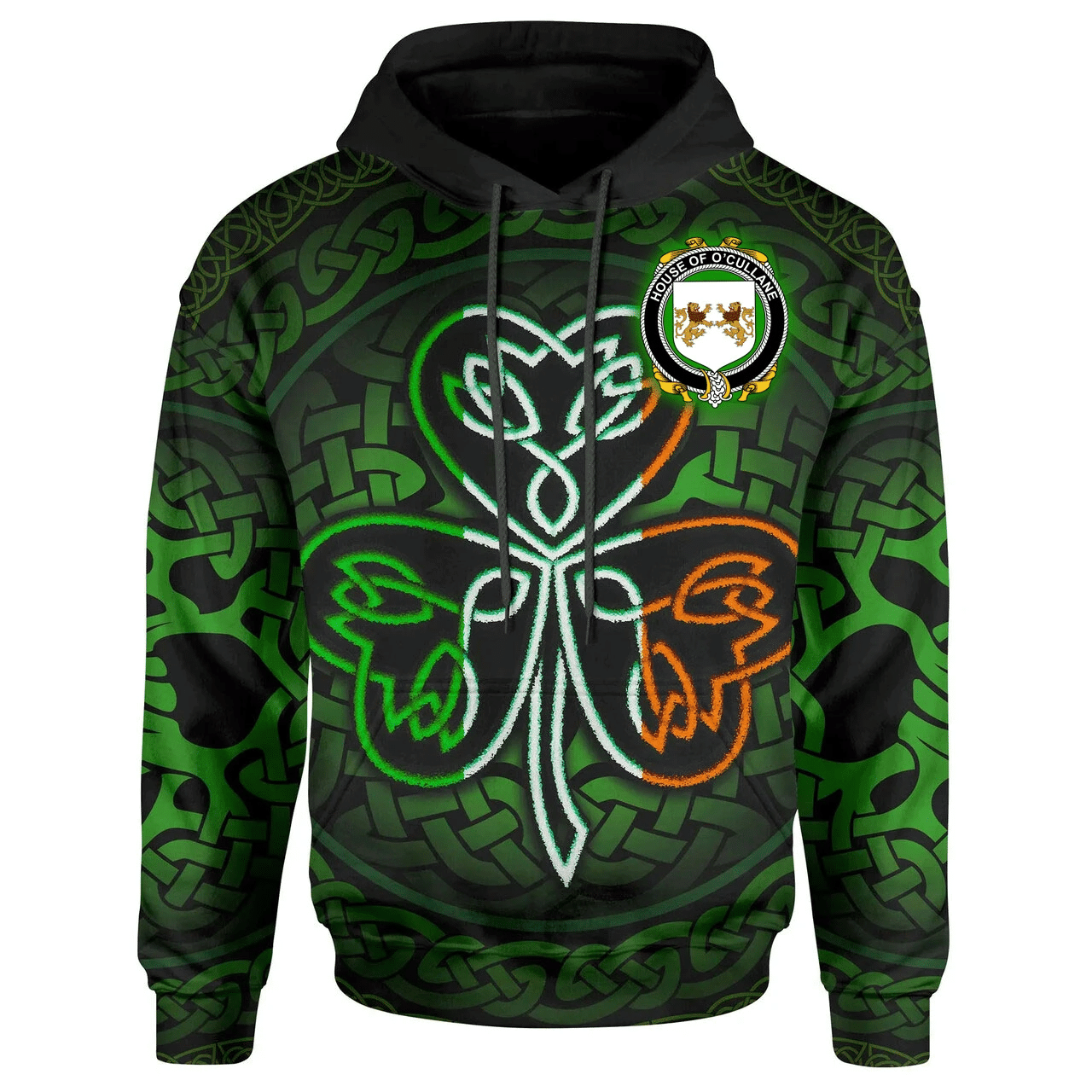 Ireland Hoodie -House of O'CULLANE (or Collins) Irish Celtic Shamrock