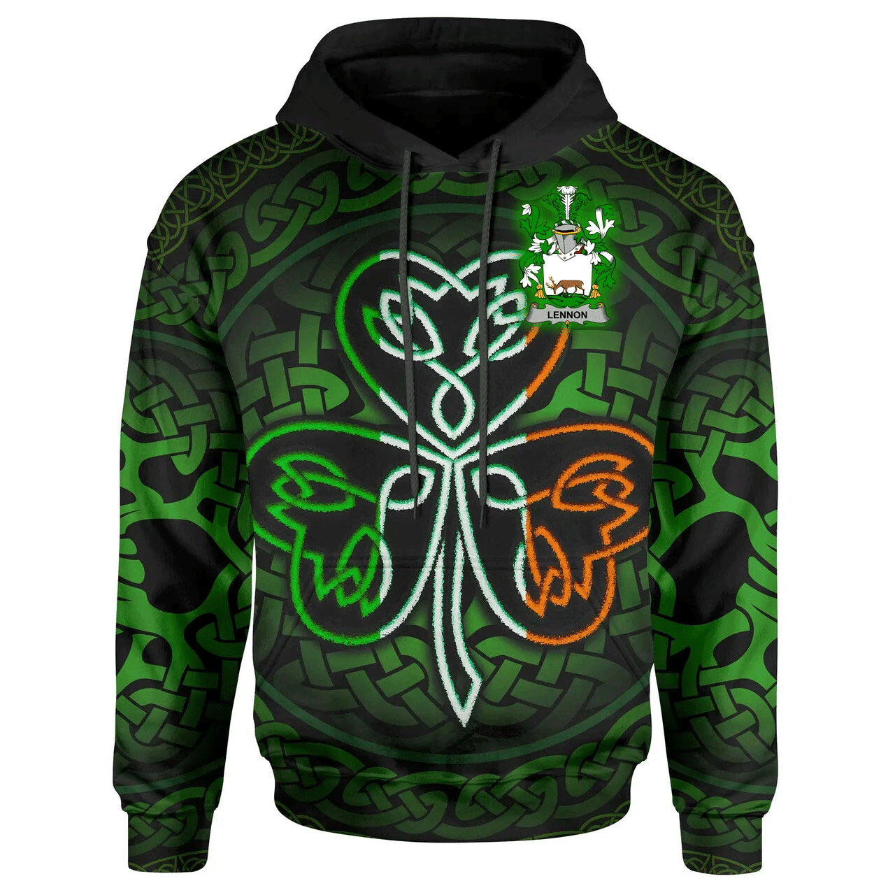 Ireland Hoodie -Lennon or O'Lennon Irish Celtic Shamrock