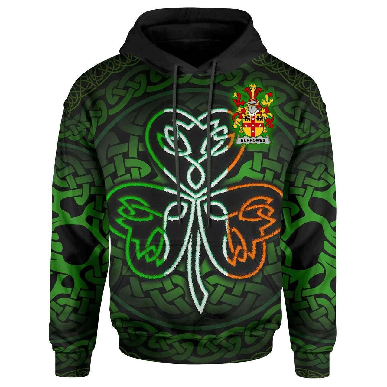 Ireland Hoodie -Burrowes Irish Celtic Shamrock