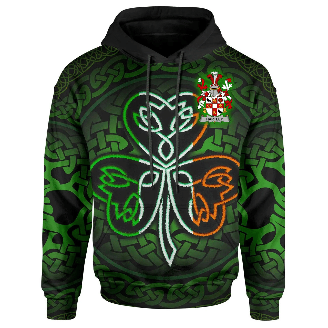 Ireland Hoodie -Hartley or O'Hartley Irish Celtic Shamrock