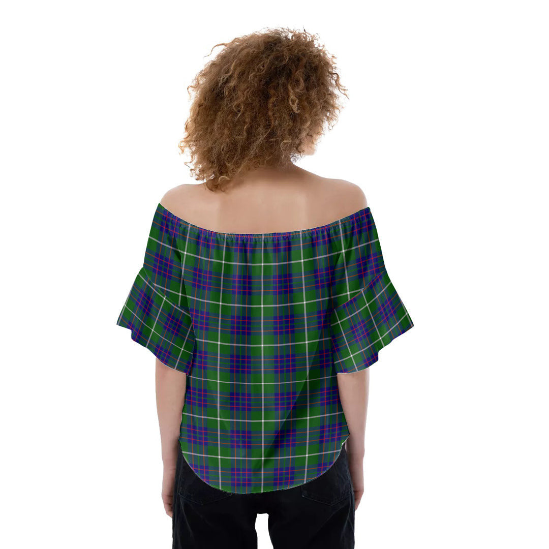 MacIntyre Hunting Modern Tartan Plaid Off-Shoulder Blouse