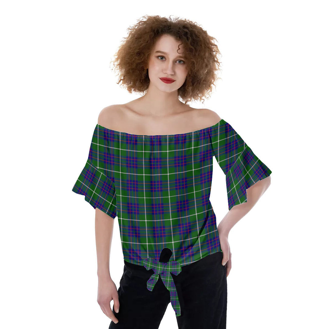 MacIntyre Hunting Modern Tartan Plaid Off-Shoulder Blouse